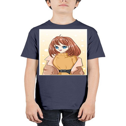 Beautiful girl short hair wearing winter clothes 168# - anime - Youth Tee Unisex