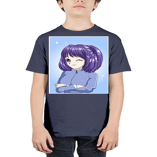 Beautiful girl short purple hair 6# - anime - Youth Tee Unisex