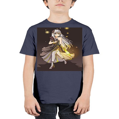Beautiful girl with black dress and sword game 129# - anime - Youth Tee Unisex