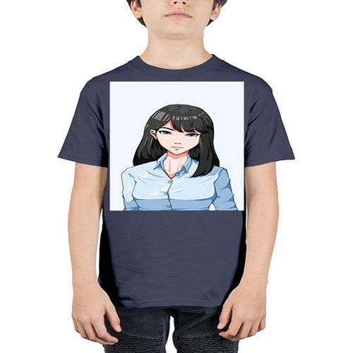 Beautiful office woman long black hair 7# - anime - Youth Tee Unisex