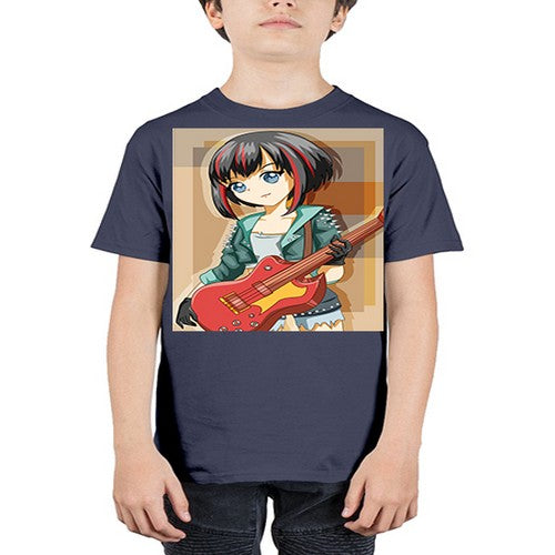 Beautiful rock girl with bass guitar perform 173# - anime - Youth Tee Unisex