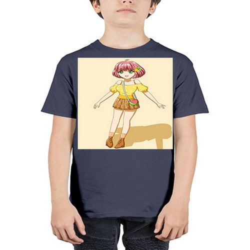 Cute and beautiful girl in summer with yellow dress 54# - anime - Youth Tee Unisex