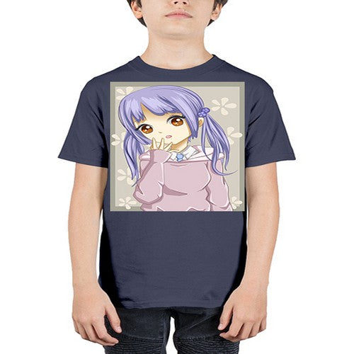 Cute and beautiful girl purple hair 25# - anime - Youth Tee Unisex