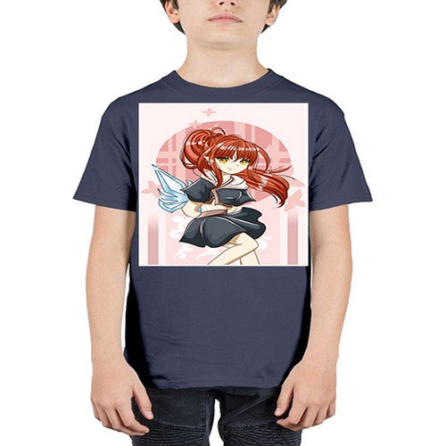 Cute and beautiful girl red long hair with sword cartoon 157# - anime - Youth Tee Unisex
