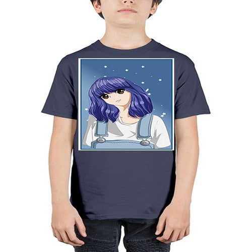 Cute and beautiful girl short purple hair 144# - anime - Youth Tee Unisex