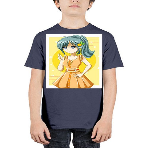 Cute and beautiful orange theme girl in summer 45# - anime - Youth Tee Unisex