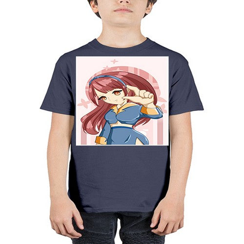Cute and cool girl red long hair 166# - anime - Youth Tee Unisex