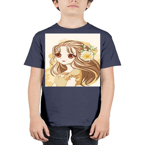 Cute and happy girl with flowers crown 57# - anime - Youth Tee Unisex