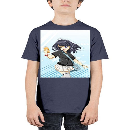 Cute and happy student girl with banana milk 4# - anime - Youth Tee Unisex