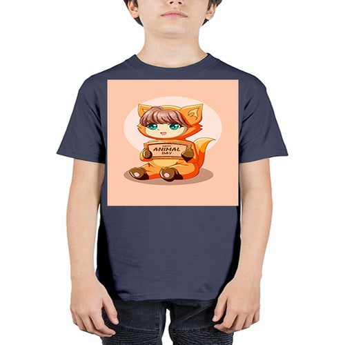 Cute girl with animal costume in animal day text 137# - anime - Youth Tee Unisex
