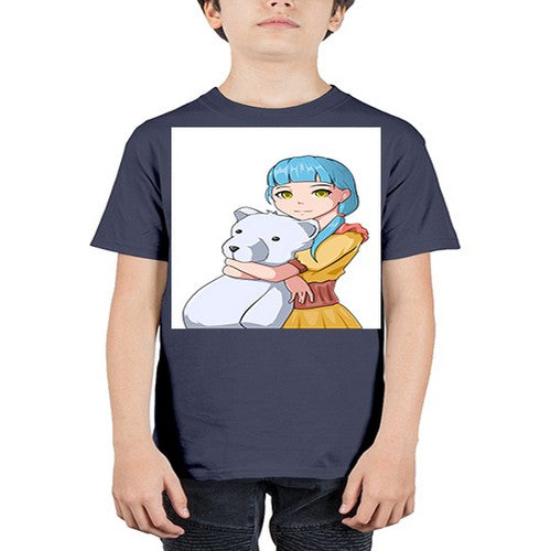 Cute girl with bear doll 26# - anime - Youth Tee Unisex