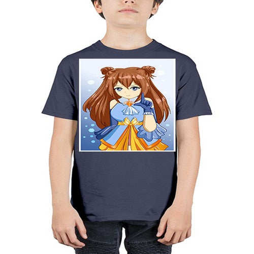 Cute little beautiful girl blue gold clothes cartoon 171# - anime - Youth Tee Unisex