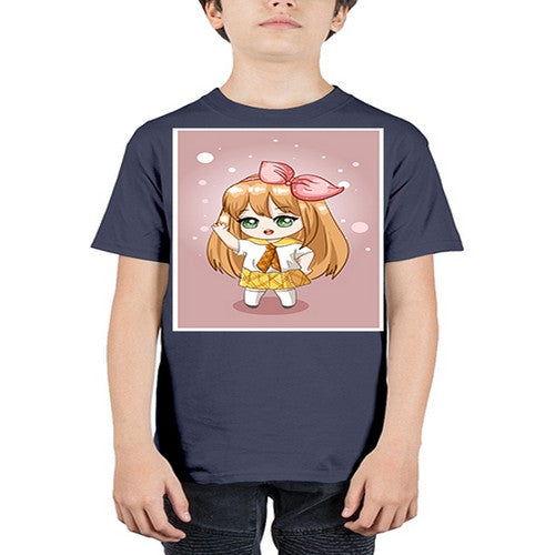 Cute little girl yellow hair wearing uniform 130# - anime - Youth Tee Unisex