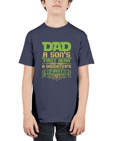 Dad a sons first hero 81# - cartoon super hero - Youth Tee Unisex