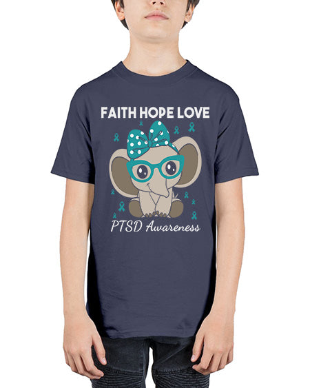 Elephant I Have PTSD Awareness 25# - PTSD - Youth Tee Unisex