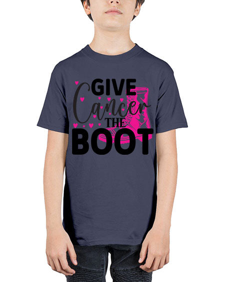 Give Cancer the Boot 24# - breast cancer - Youth Tee Unisex