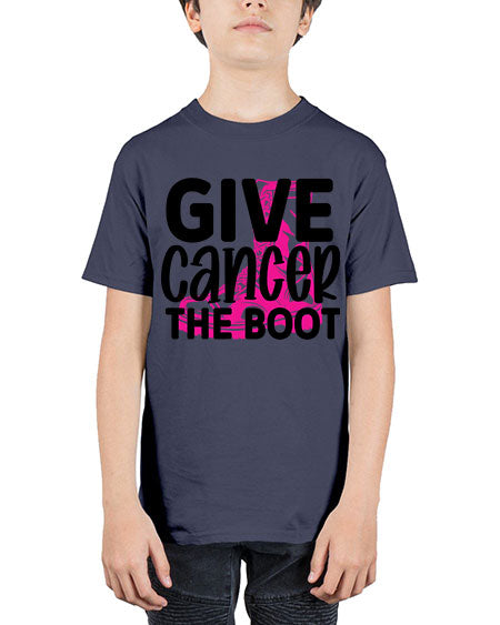 Give Cancer the Boot 25# - breast cancer - Youth Tee Unisex