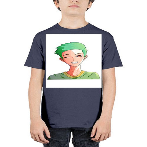Handsome boy green hair wearing green shirt 35# - anime - Youth Tee Unisex
