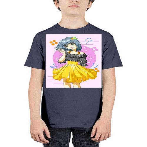Happy and funny girl with black yellow dress in summer 41# - anime - Youth Tee Unisex