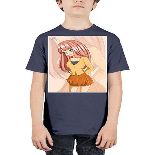 Happy beautiful and cute girl pink long hair 5# - anime - Youth Tee Unisex