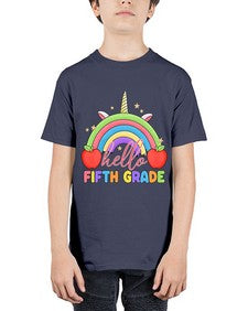 Hello fifth Grade Unicorn Rainbow 267# - fifth grade - Youth Tee Unisex