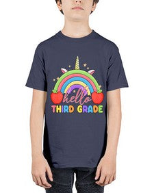 Hello third Grade Unicorn Rainbow 349# - third grade - Youth Tee Unisex