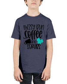 Messy Bun Coffee And Scrubs Style Style 1096# - nurse - Youth Tee Unisex