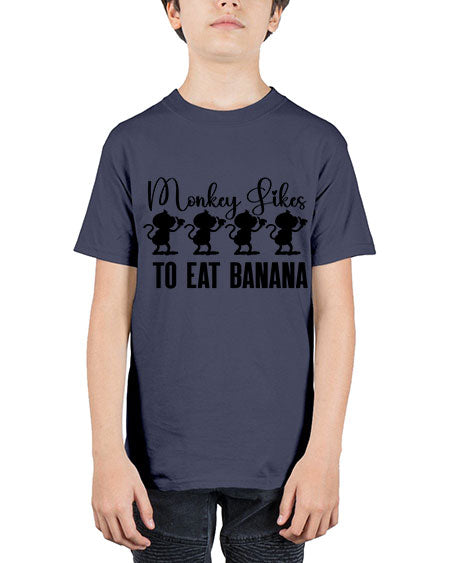Monkey likes to eat banana  - monkey - Youth Tee Unisex