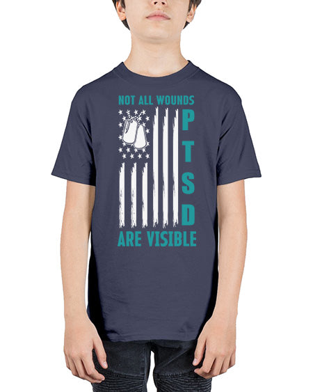 PTSD Awareness Not All Wounds 8# - PTSD - Youth Tee Unisex