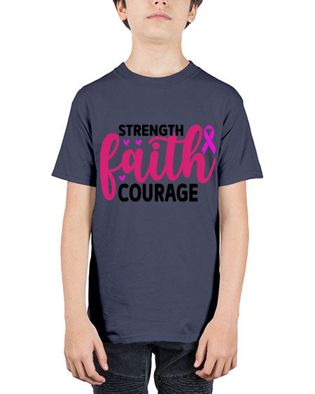 Strength Faith Courage 8# - breast cancer - Youth Tee Unisex