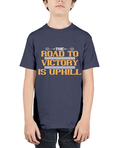 The road to victory is uphill 1822# - badminton - Youth Tee Unisex