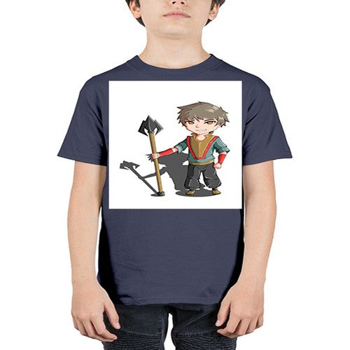 a little boy holding a spear79# - anime - Youth Tee Unisex