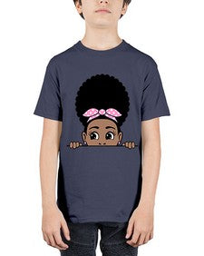 afro puff bandana girl peekaboo 85# - black girls or women - Youth Tee Unisex