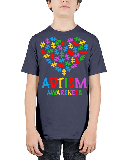 autism awareness heart love puzzle 15# - autism - Youth Tee Unisex