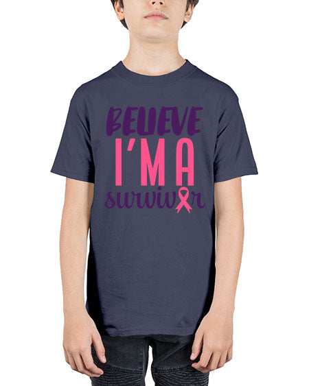 believe im a survivor Style 16# - breast cancer - Youth Tee Unisex