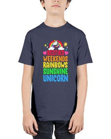 besties weekends rainbows sunshine unicorn 58# - unicorn - Youth Tee Unisex