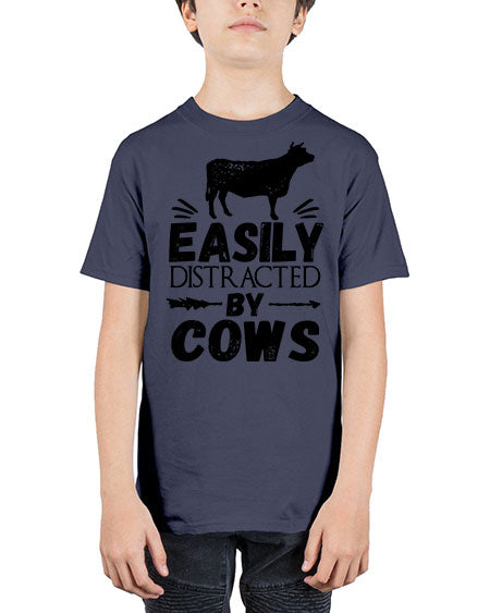 easily distracted by cows - cow - Youth Tee Unisex