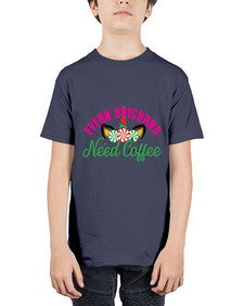 evern unicorns need coffee 126# - unicorn - Youth Tee Unisex