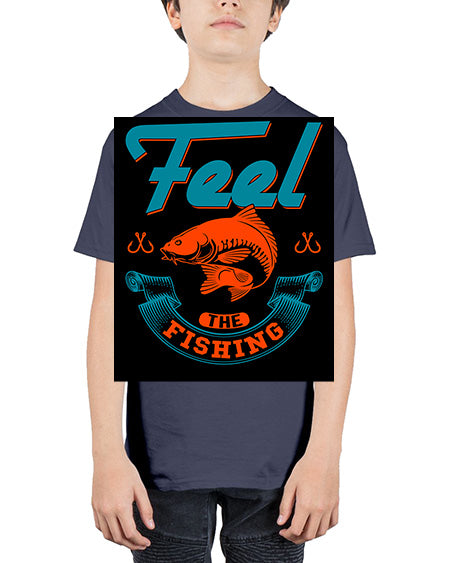 feel the fishing png 60# - shark-fish - Youth Tee Unisex