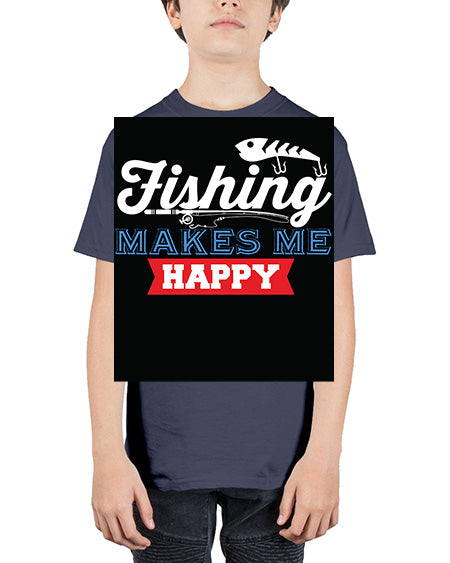 fishing makes me happy png 46# - shark-fish - Youth Tee Unisex
