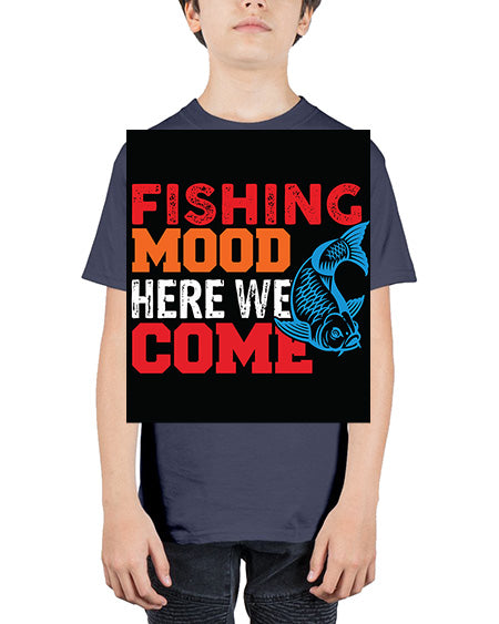 fishing mood here we come png 44# - shark-fish - Youth Tee Unisex