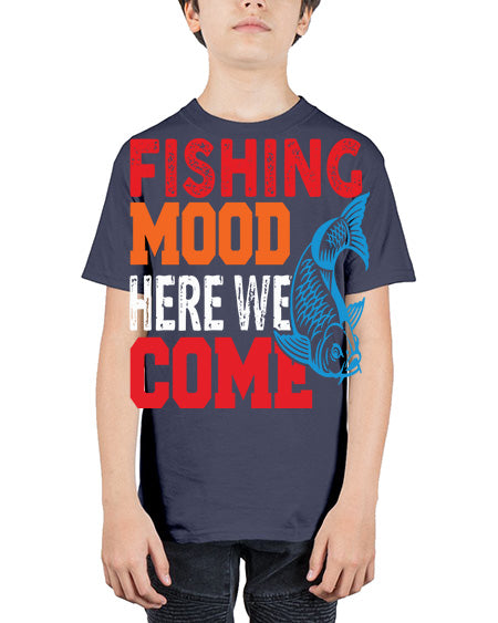fishing mood here we come png 76# - shark-fish - Youth Tee Unisex