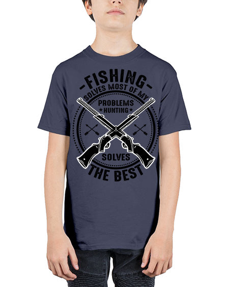 fishing solves most 74# - shark-fish - Youth Tee Unisex