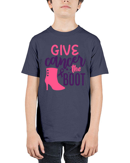 give cancer the boot Style 11# - breast cancer - Youth Tee Unisex