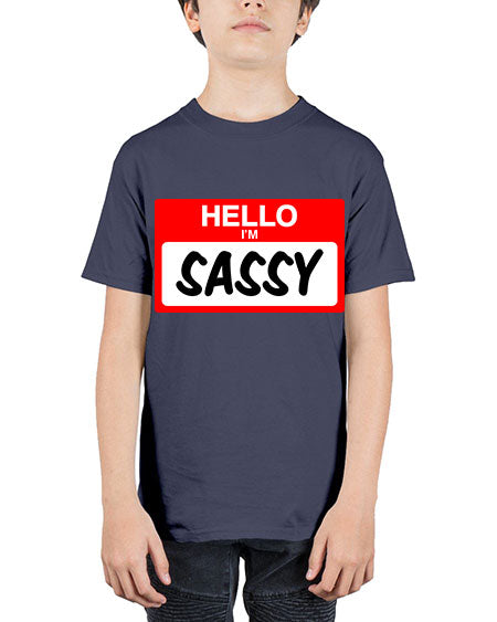 hello im sassy 129# - black words and phrases - Youth Tee Unisex