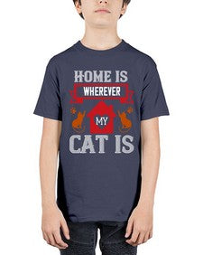 home is wherwever my cat is Style 51# - cats - Youth Tee Unisex