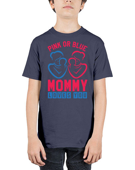 pink or blue Mommy Loves you Style 187# - baby shower - Youth Tee Unisex