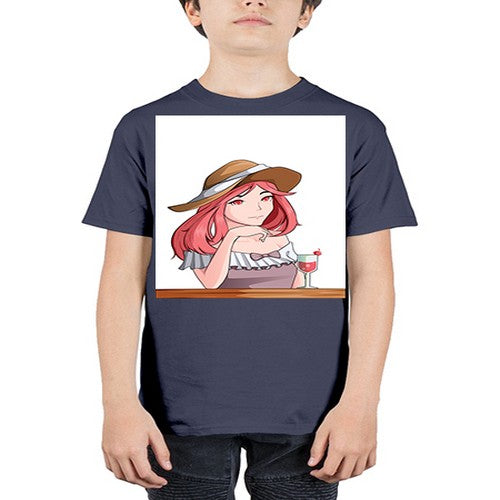 pretty woman with fresh juice in summer 37# - anime - Youth Tee Unisex