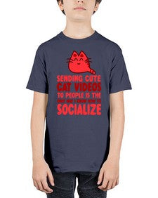 sending cute cat videos to people is the only way i know how to socialize - cats - Youth Tee Unisex