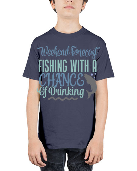 weekend forecast fishing with a chance of drinking 91# - shark-fish - Youth Tee Unisex